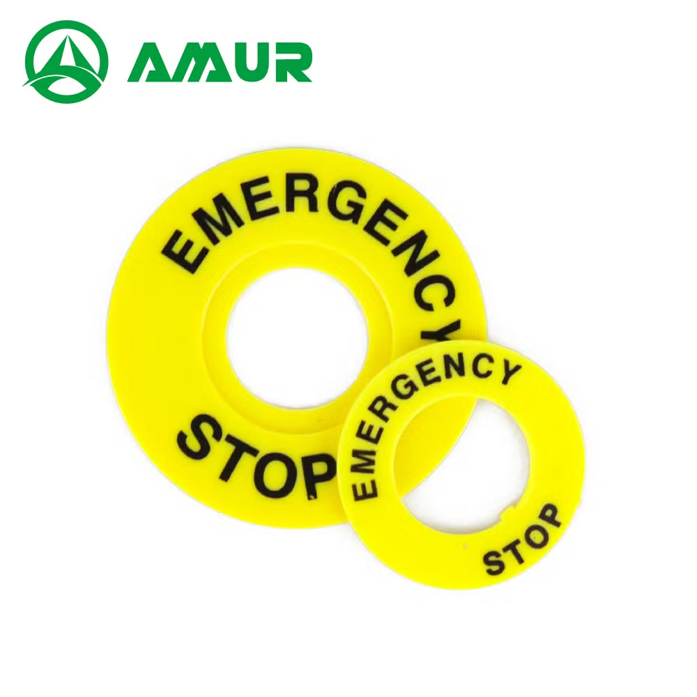 Plastic Part Yellow Emergency Stop Push Button Protective Covers Label