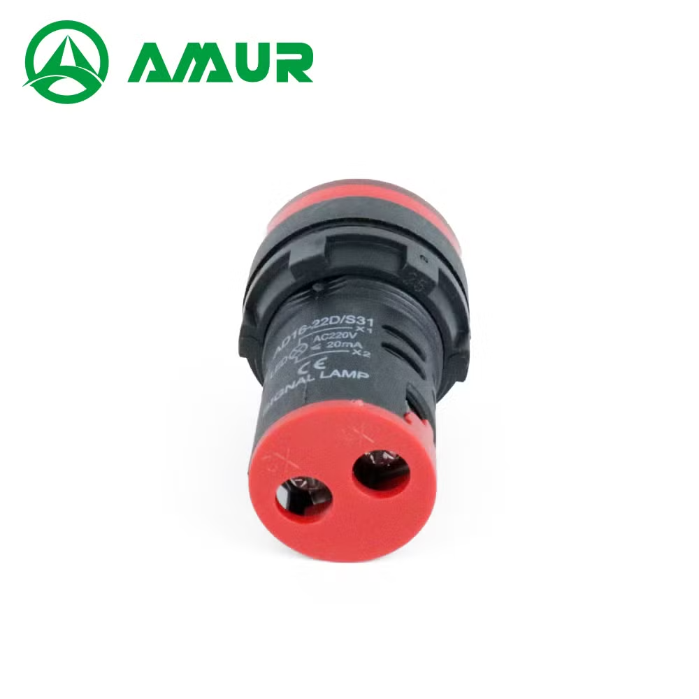 Amur Red Color Indicator Light 22mm Flat Head Illumination Plastic Signal Light