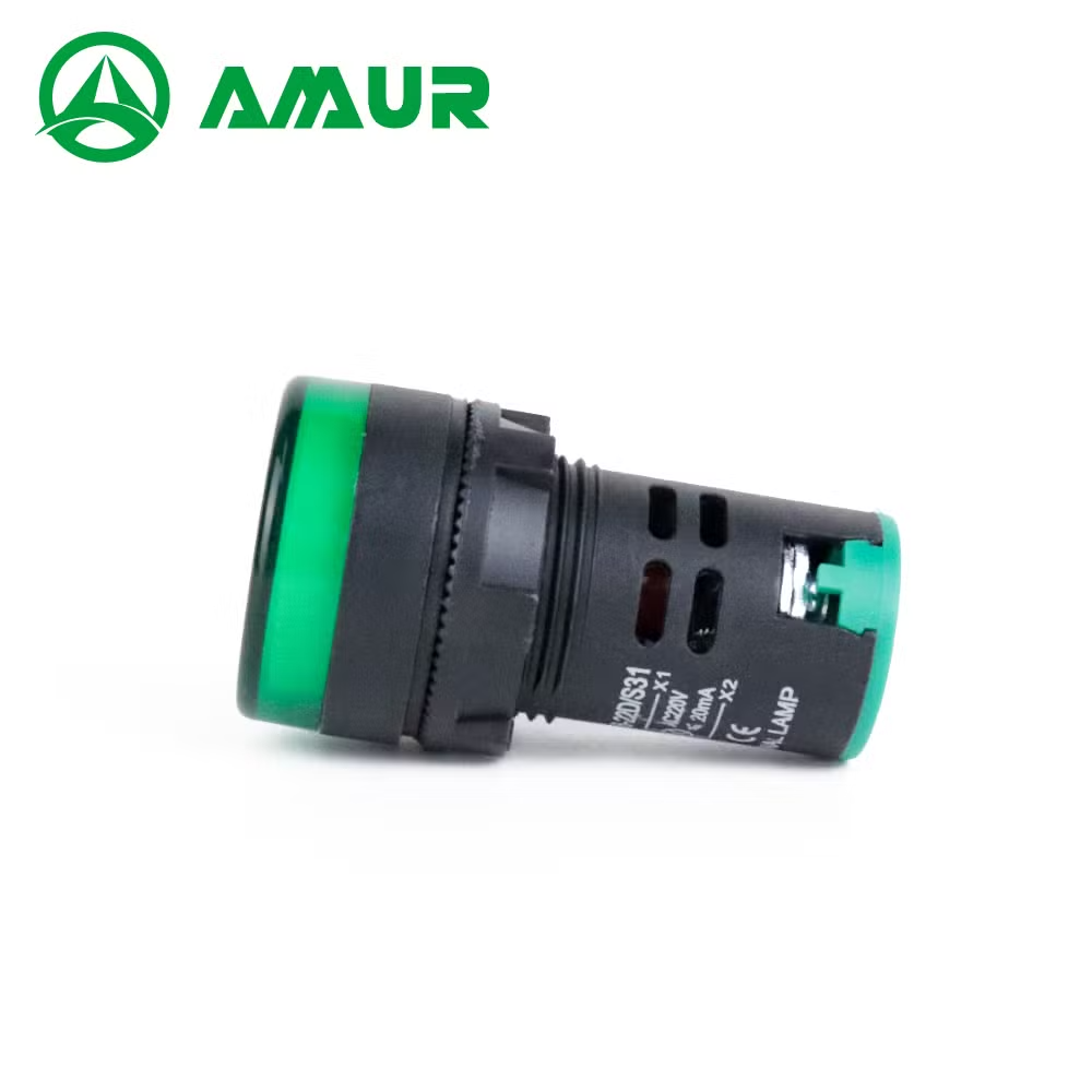 Amur Green Color Indicator Light 22mm Flat Head Illumination Plastic Signal Light