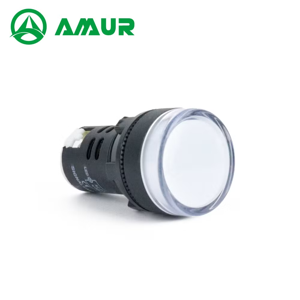 Amur White Color Indicator Light 22mm Flat Head Illumination Plastic Signal Light