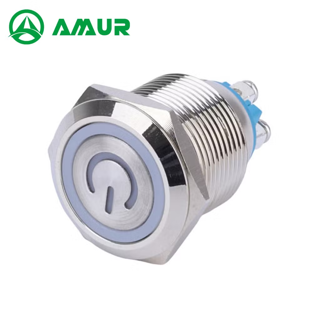 Amur 19mm Waterproof Latching Metal Push Button Switch