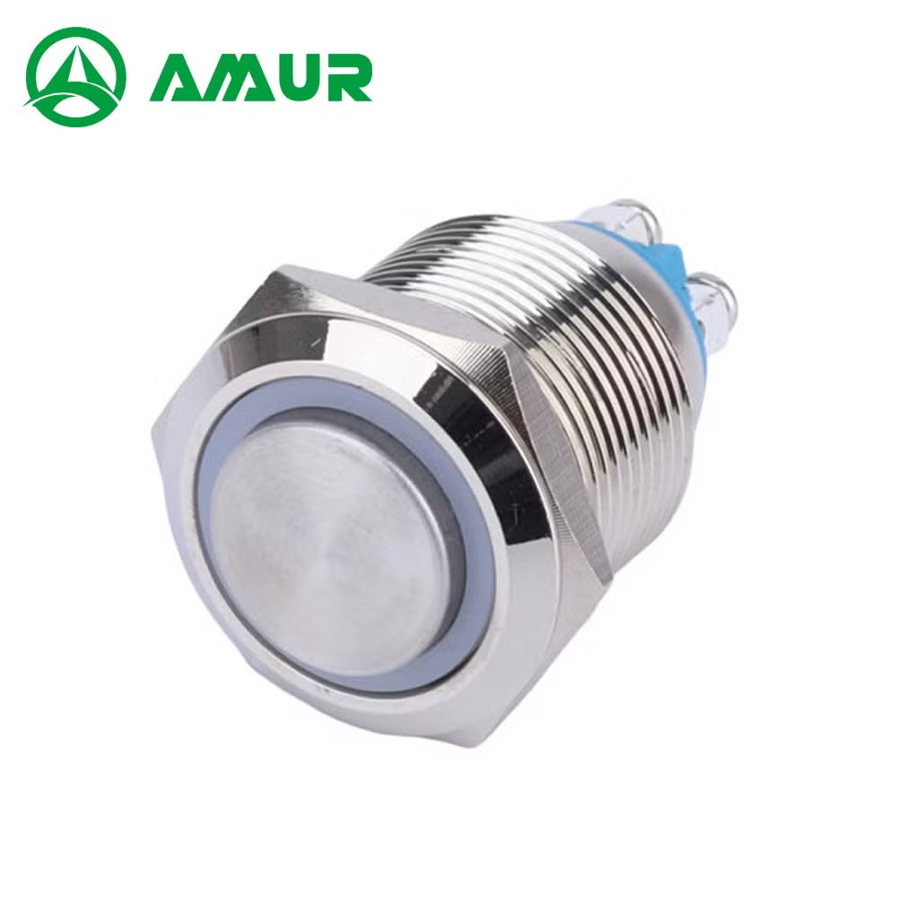 Amur 19mm Waterproof Latching Metal Push Button Switch