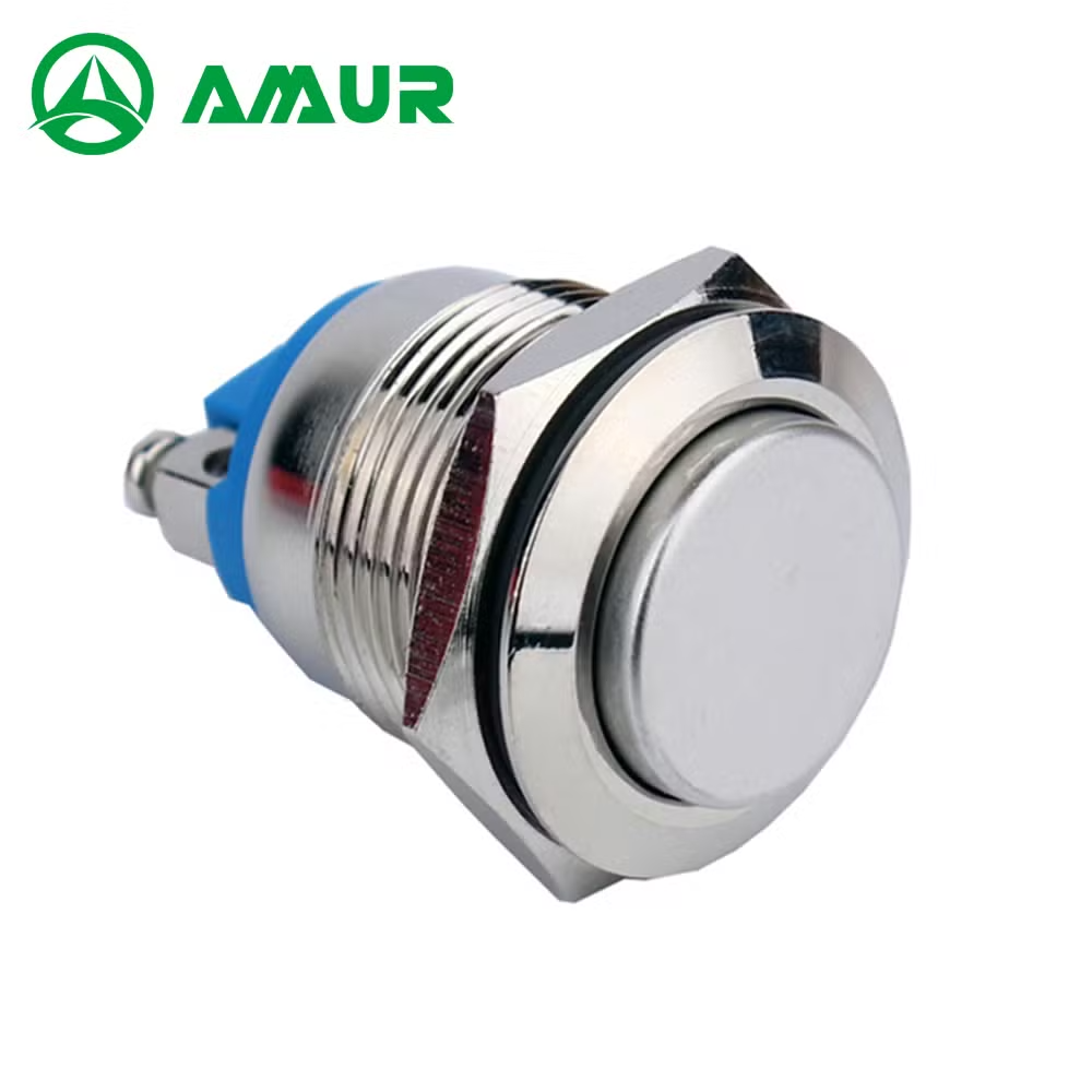 Amur 19mm High Head Silvery Momentary Mechanical Metal Push Button Switch