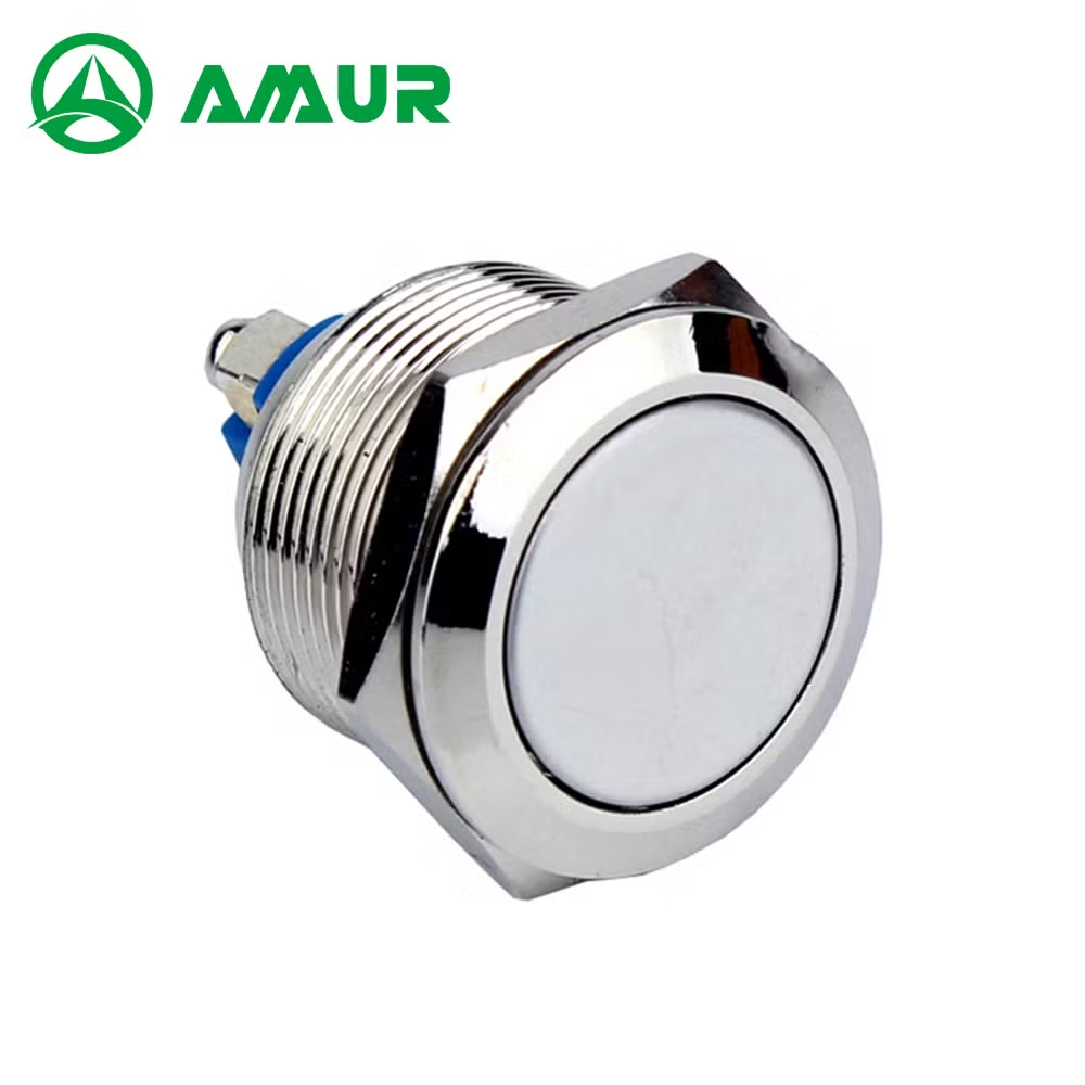 Amur 19mm High Head Silvery Momentary Mechanical Metal Push Button Switch