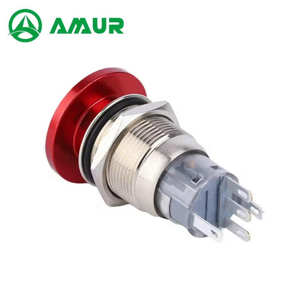 Amur 19mm Selflock Nonc 3pin Mushroom Push Button Switch