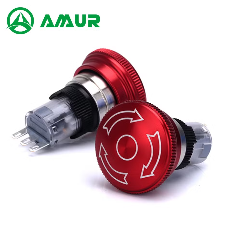 Amur 16mm Red Flat Head Emergency Stop Push Button Switch