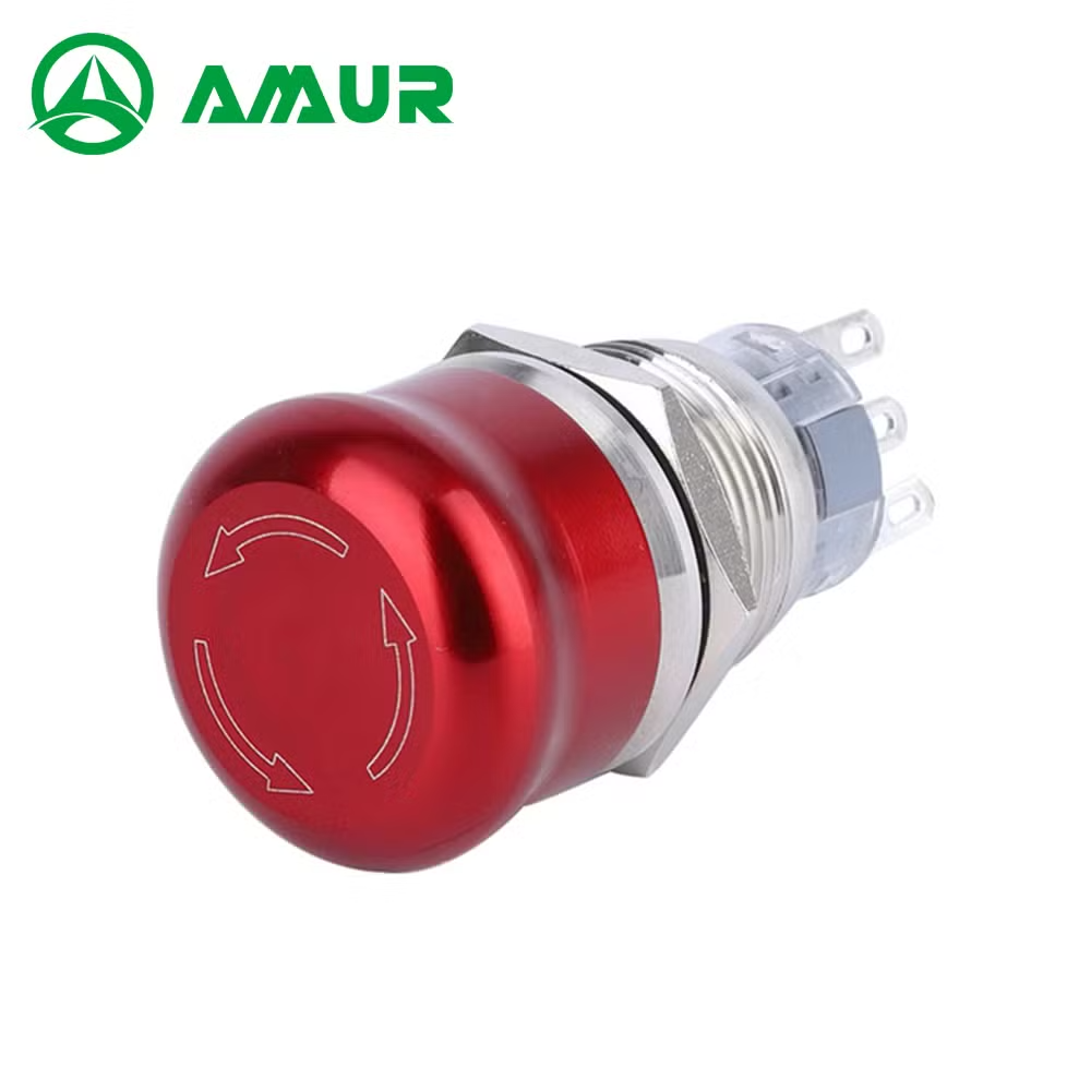 Amur 16mm Red Flat Head Emergency Stop Push Button Switch