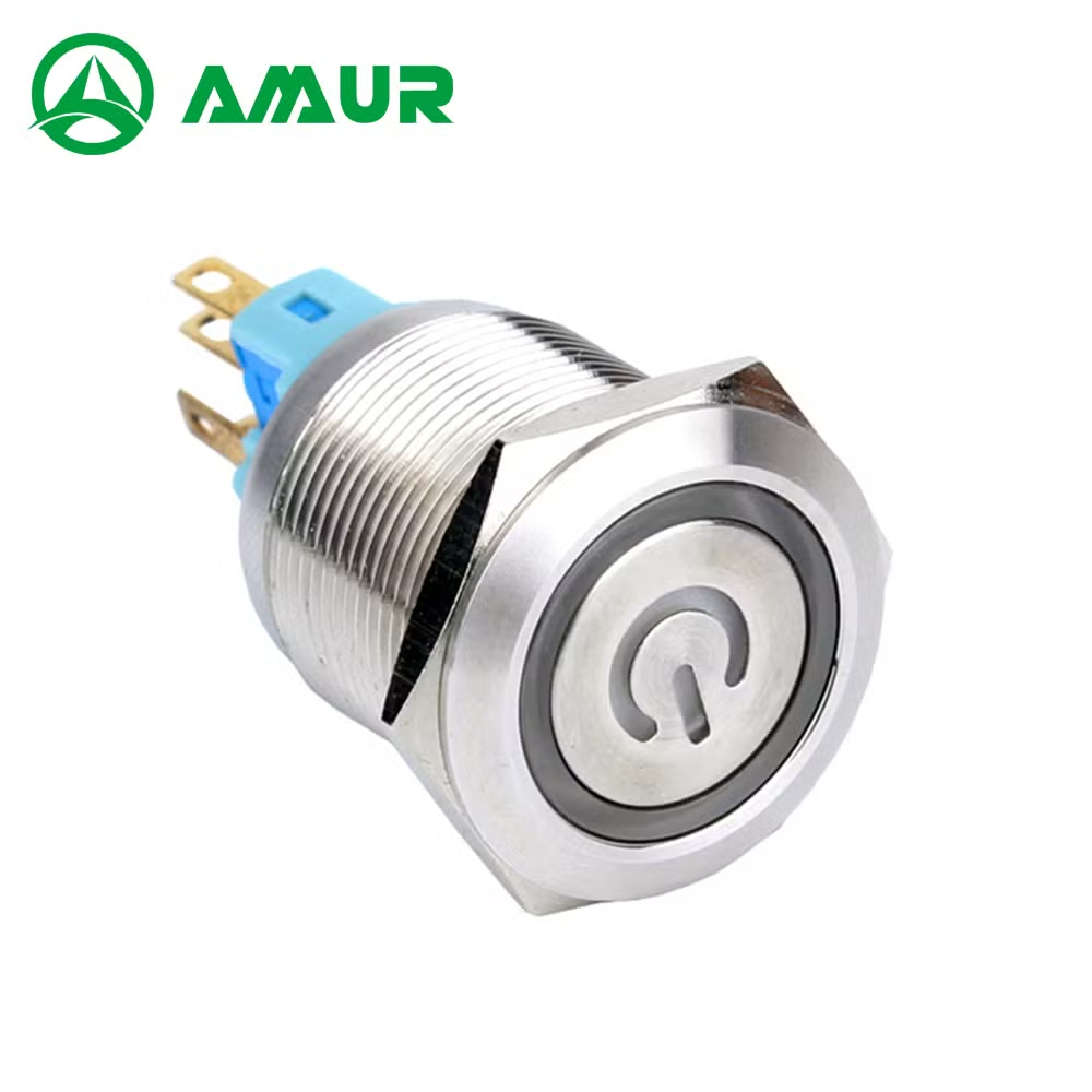 Amur 22mm Stainless Steels Ring Light Momentary or Latching Push Button Switch