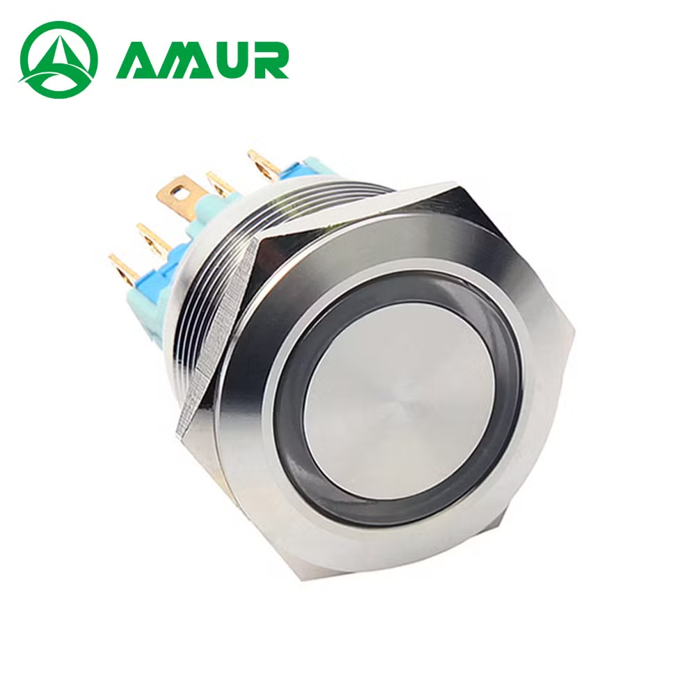 Amur 22mm Stainless Steels Ring Light Momentary or Latching Push Button Switch