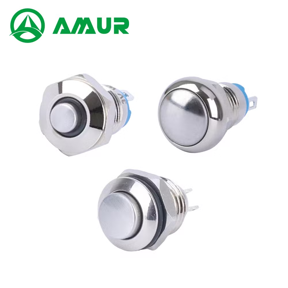 Amur 8mm IP67 Waterproof 1no Ring LED Metal Push Button Switch