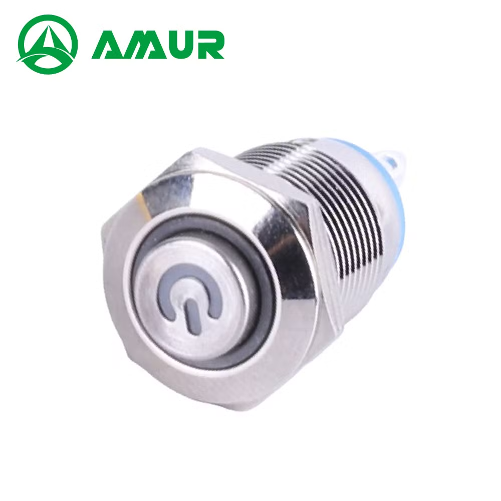 Amur 1no 12mm Pin Type Terminal Momentary Round High Head Push Button Switch