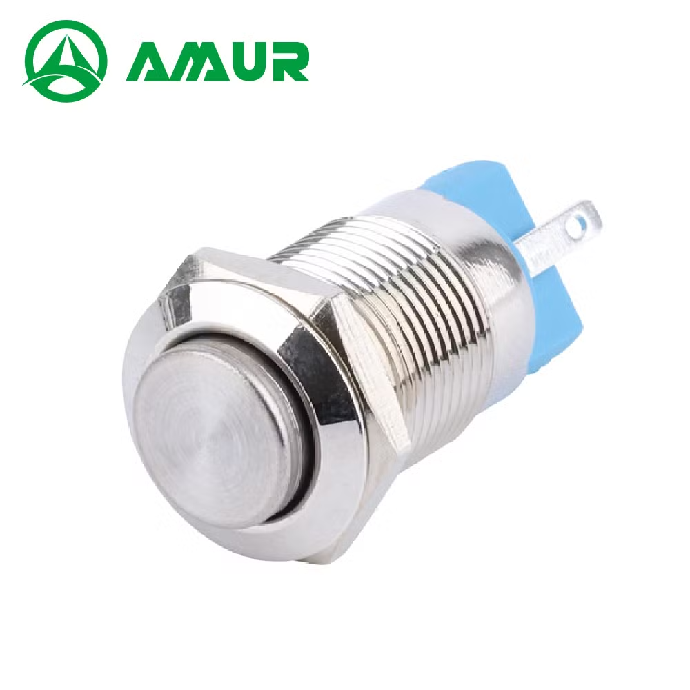 Amur 1no 12mm Pin Type Terminal Momentary Round High Head Push Button Switch