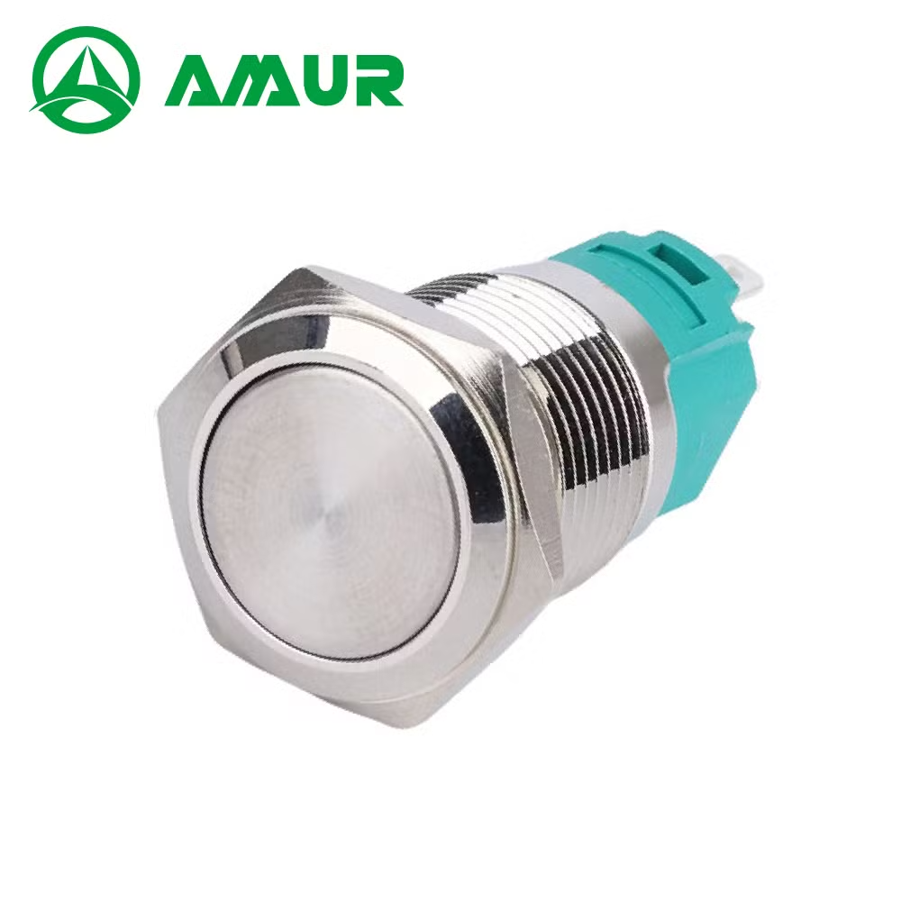 Amur IP65 16mm Flat Waterproof Metal 1no1nc on-off Push Button Switch