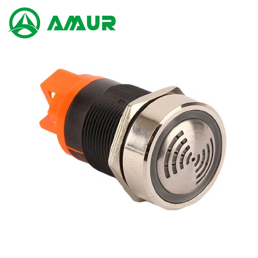 Amur Black Housing 22mm Flat Head Buzzer with LED Light