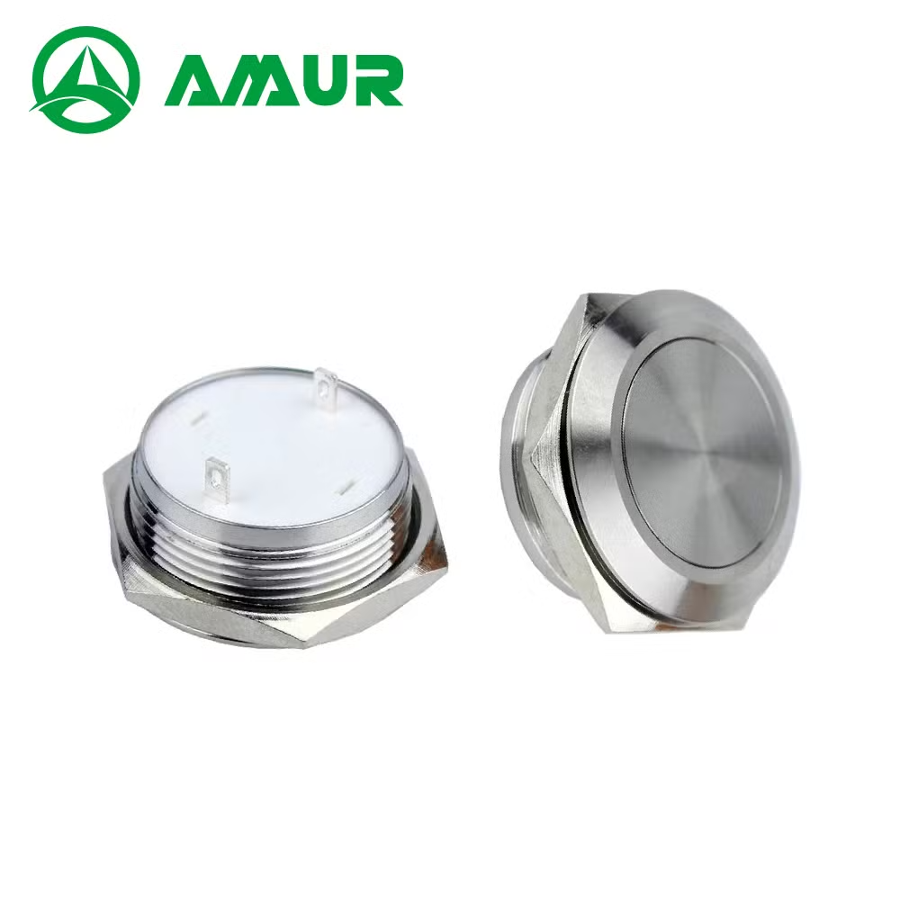 Amur 22mm Waterproof Super Short IP65 Stainless Steel Metal Push Button