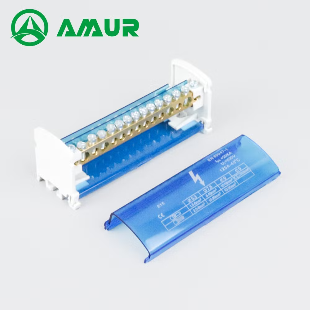 Electrical 660V 15 Pole Copper DIN Rail Mounted Screw Brass Power