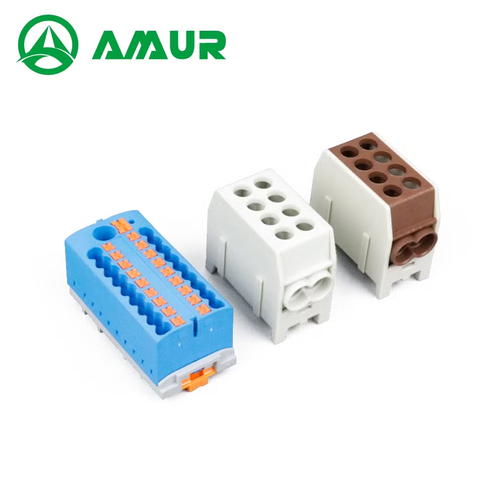 Amur Customizable Colors Push-in Connection DIN Rail Terminal Block Strip