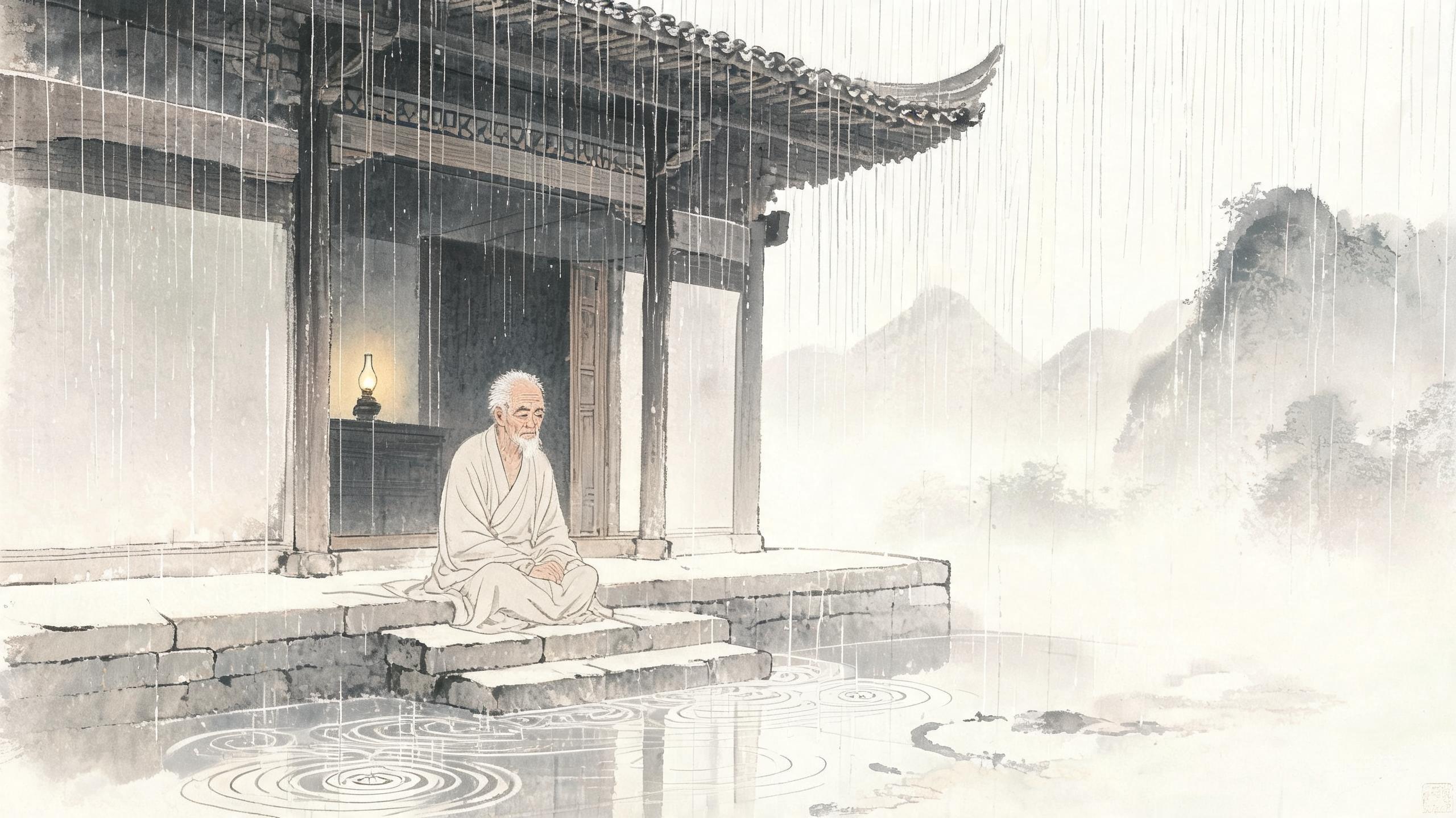 而今听雨僧庐下，鬓已星星也——《虞美人·听雨》词意