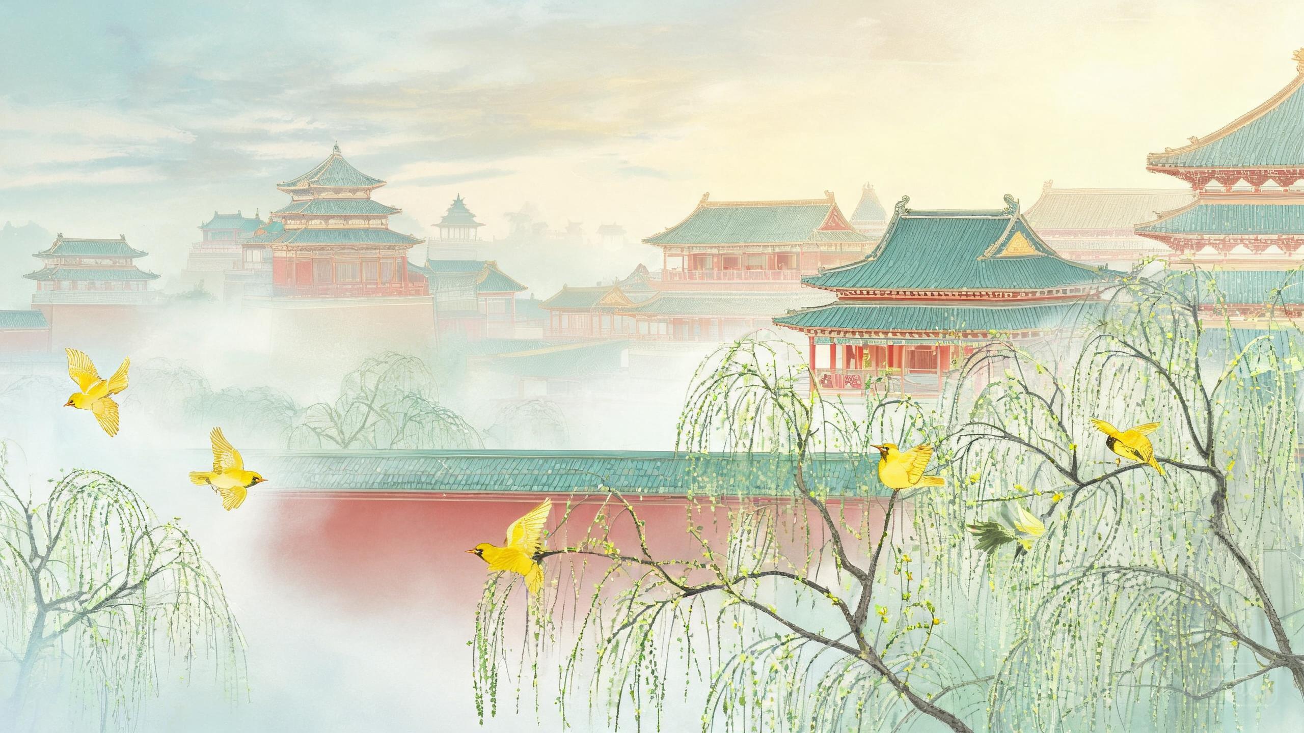二月黄鹂飞上林，春城紫禁晓阴阴——《赠阙下裴舍人》诗意