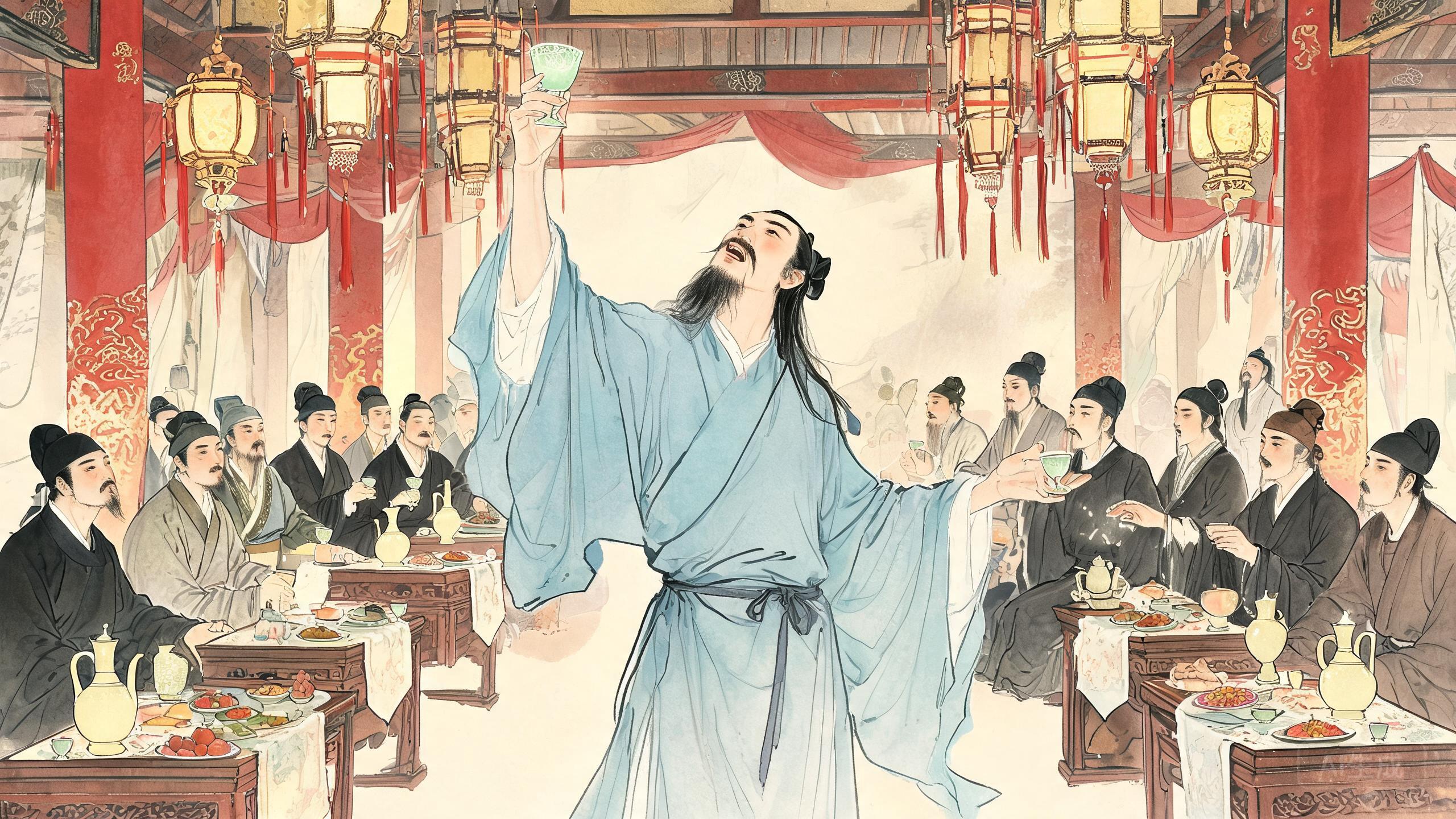 天生我材必有用千金散尽还复来——李白《将进酒》中的豪迈不羁与人生自信
