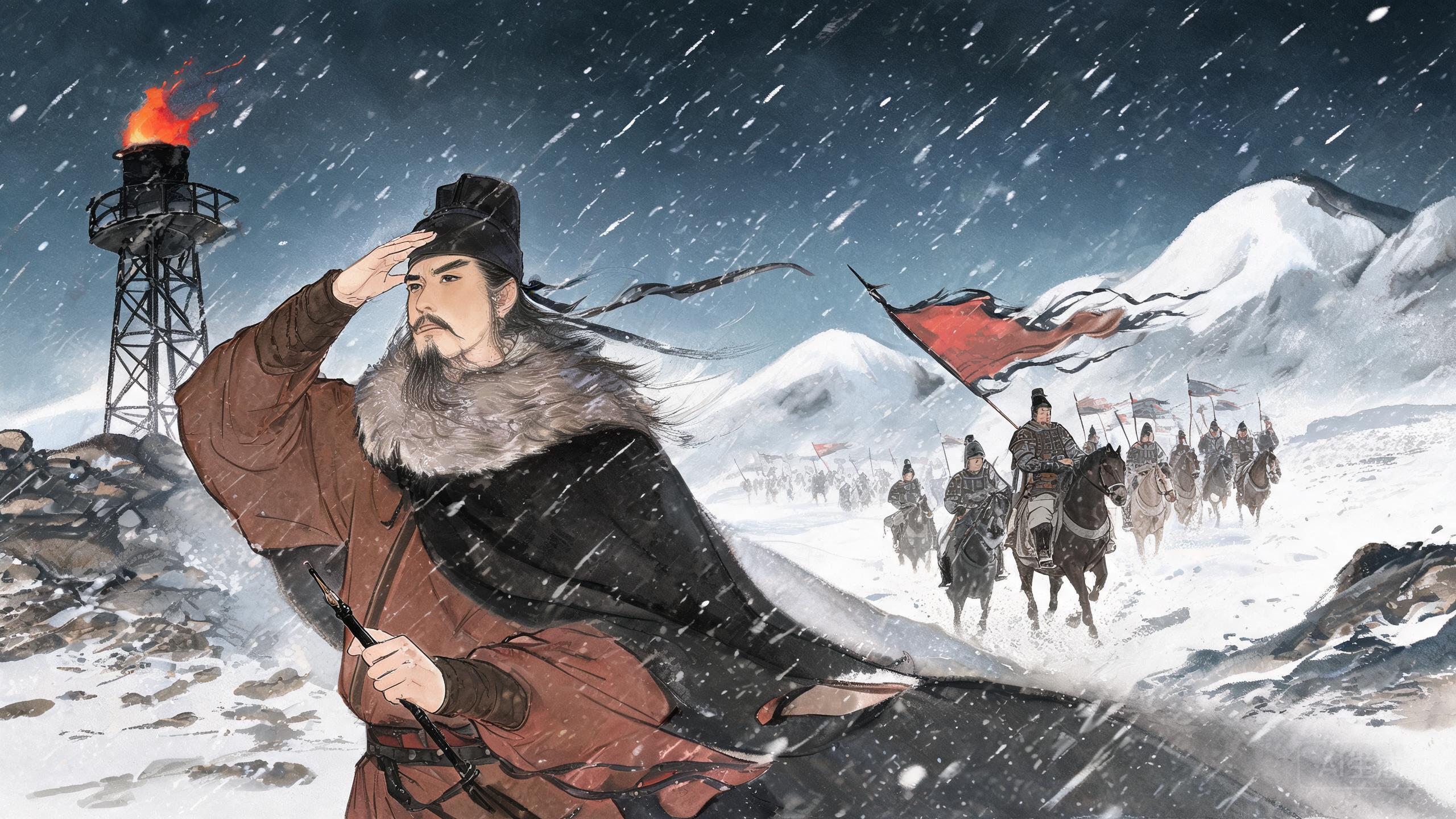 轮台九月风夜吼一川碎石大如斗——岑参《走马川行》西域风雪中的壮别出征