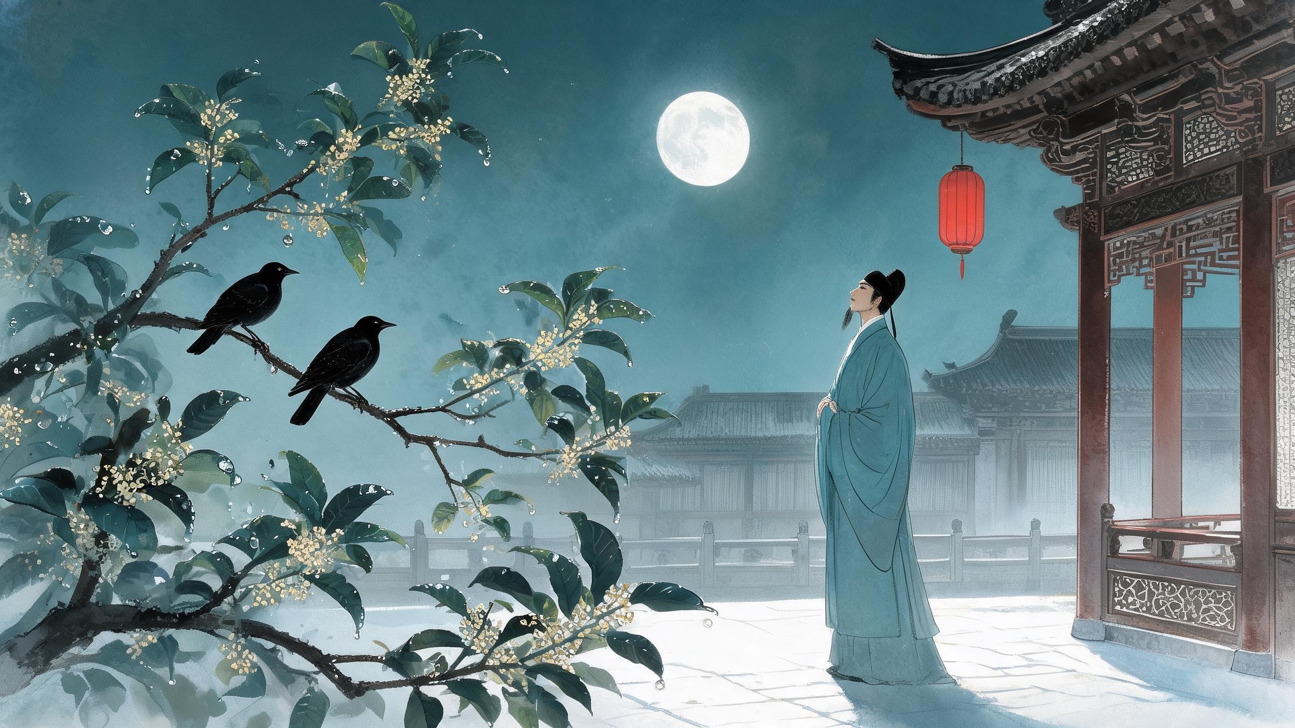 中庭地白树栖鸦冷露无声湿桂花——王建《十五夜望月》的中秋庭院