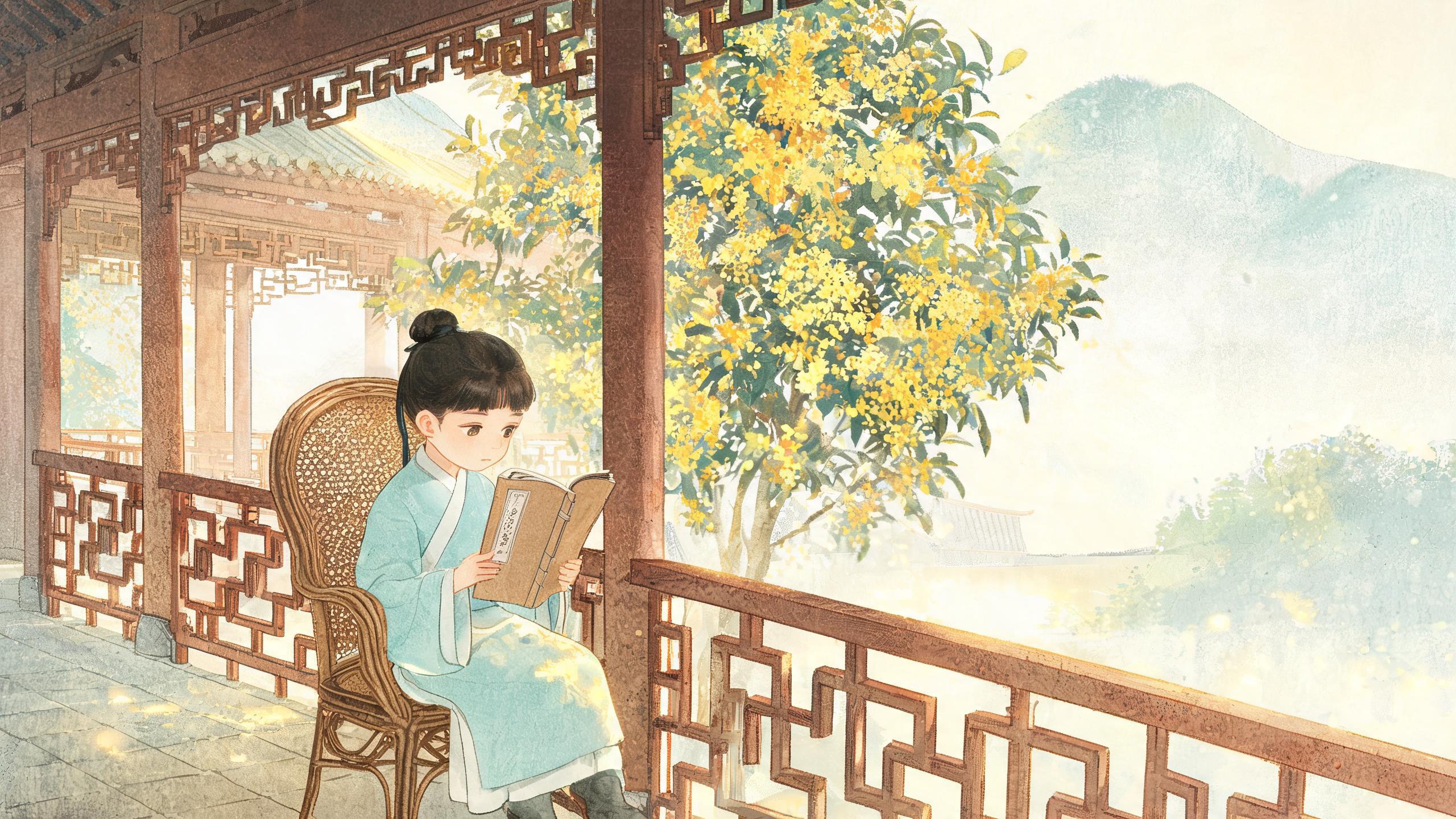 假期晨读——庭院廊下，诗集与桂花香的十五分钟
