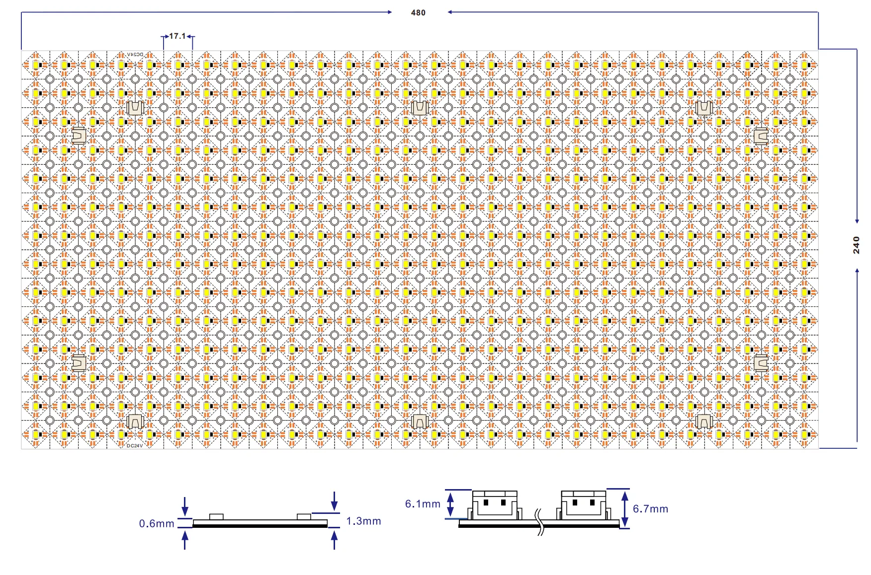 dimension of Single white led sheet