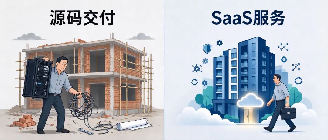 源码交付如农村自建房，SaaS如云端品牌公寓