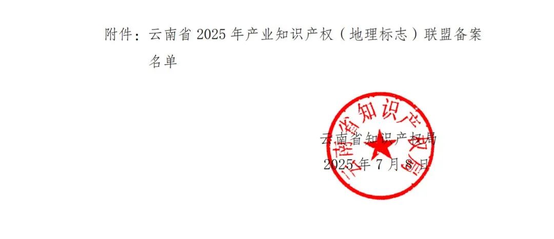 云南省知识产权局关于 2025 年产业知识产权(地理标志)联盟备案名单的通知_02.png