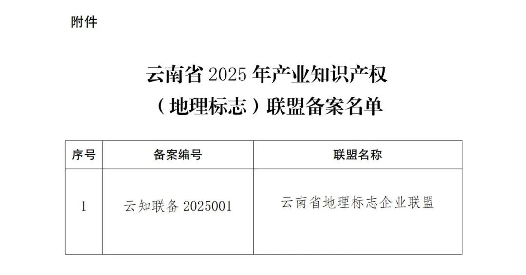 云南省知识产权局关于 2025 年产业知识产权(地理标志)联盟备案名单的通知_03.png