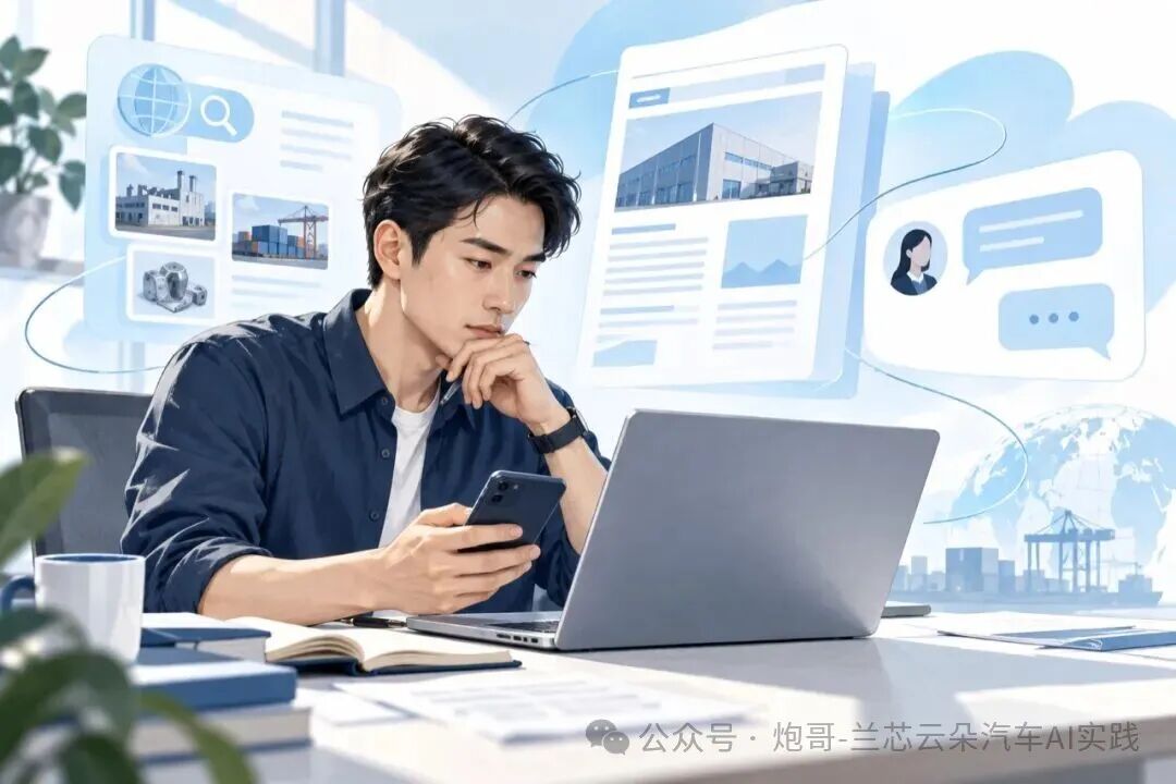 插画：经营者主动查找企业资料