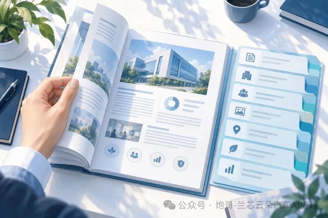 插画：企业资料册和有序的信息索引